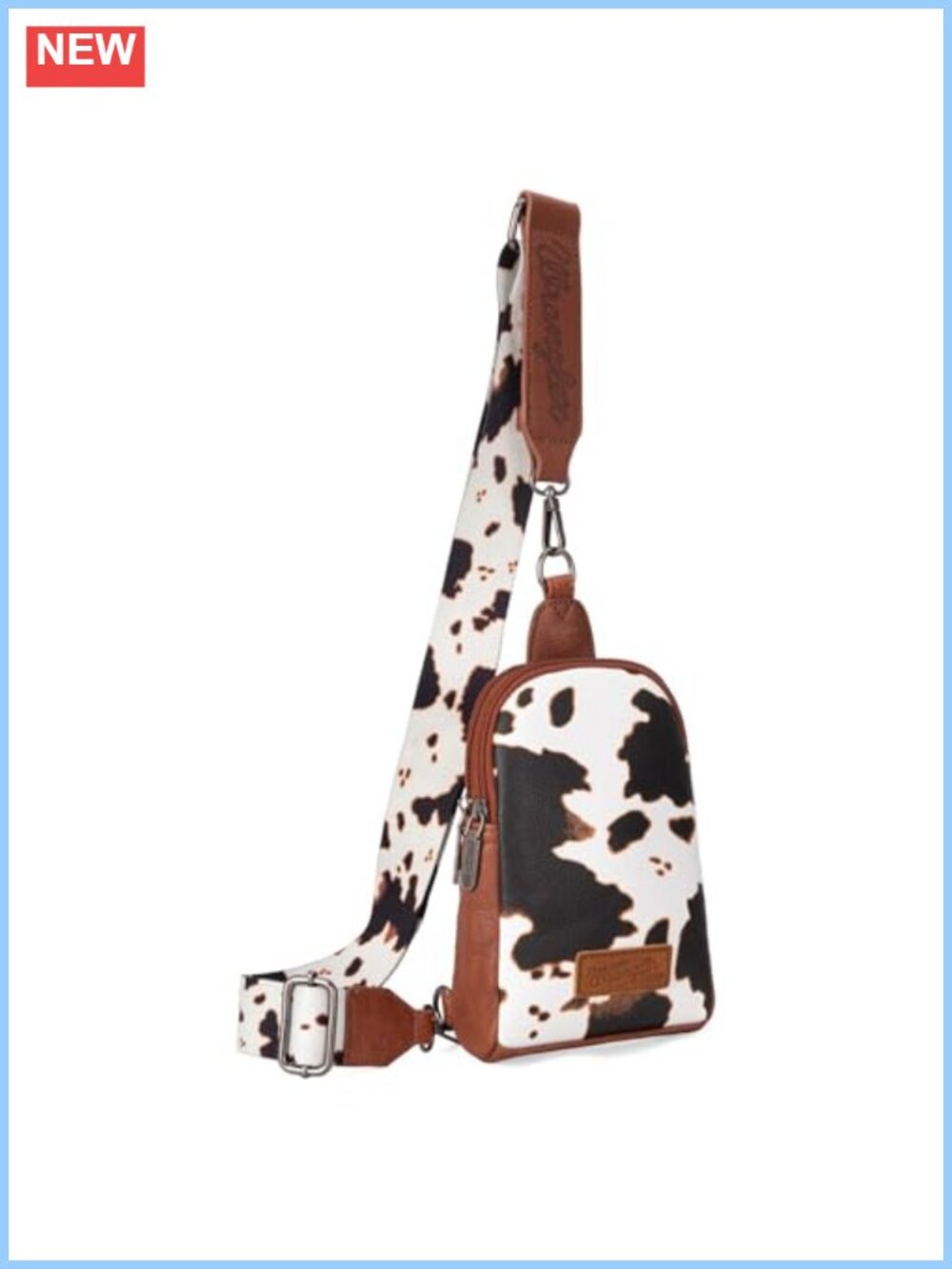 Western Cow Print Crossbody Sling Bag Vegan Leather Adjustable Strap